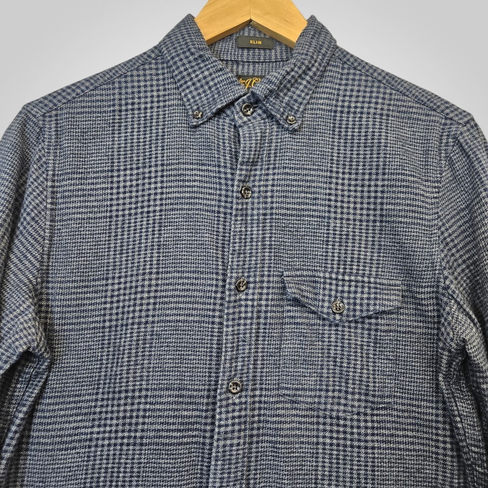 J.Crew Cashmere Blend Shirt Mens Small‎ Glen Check Plaid Flannel Slim Fit - Picture 4 of 12